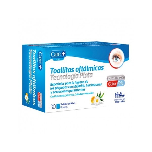 CARE+TOALLITAS OFTALMICAS TECNOLOGIA PLATA 30 UNID