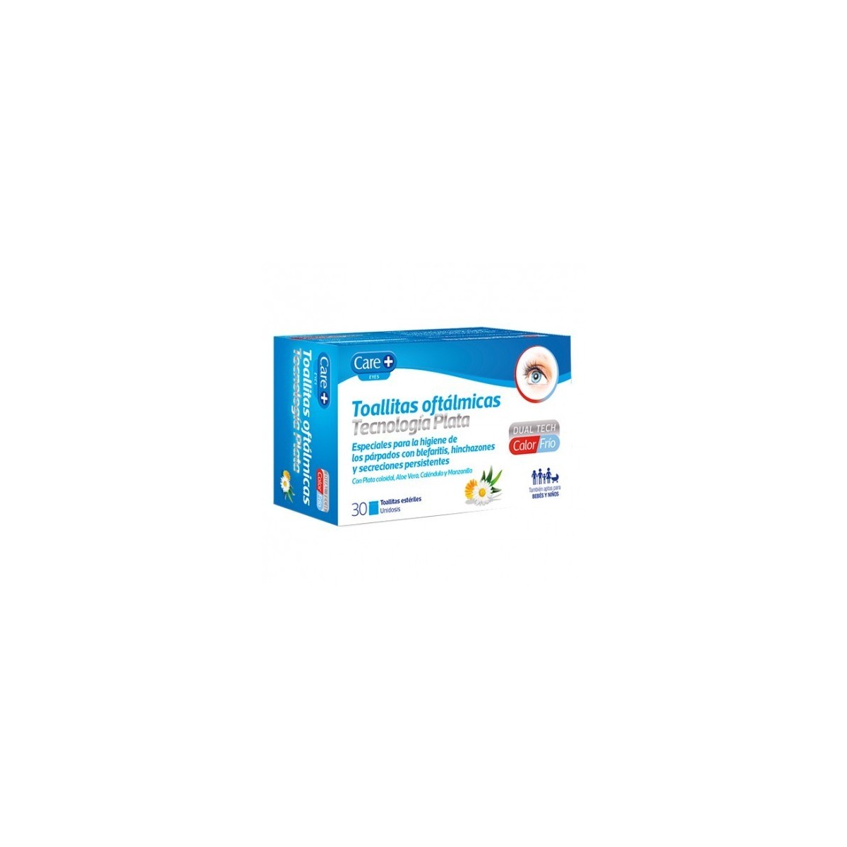 CARE+TOALLITAS OFTALMICAS TECNOLOGIA PLATA 30 UNID
