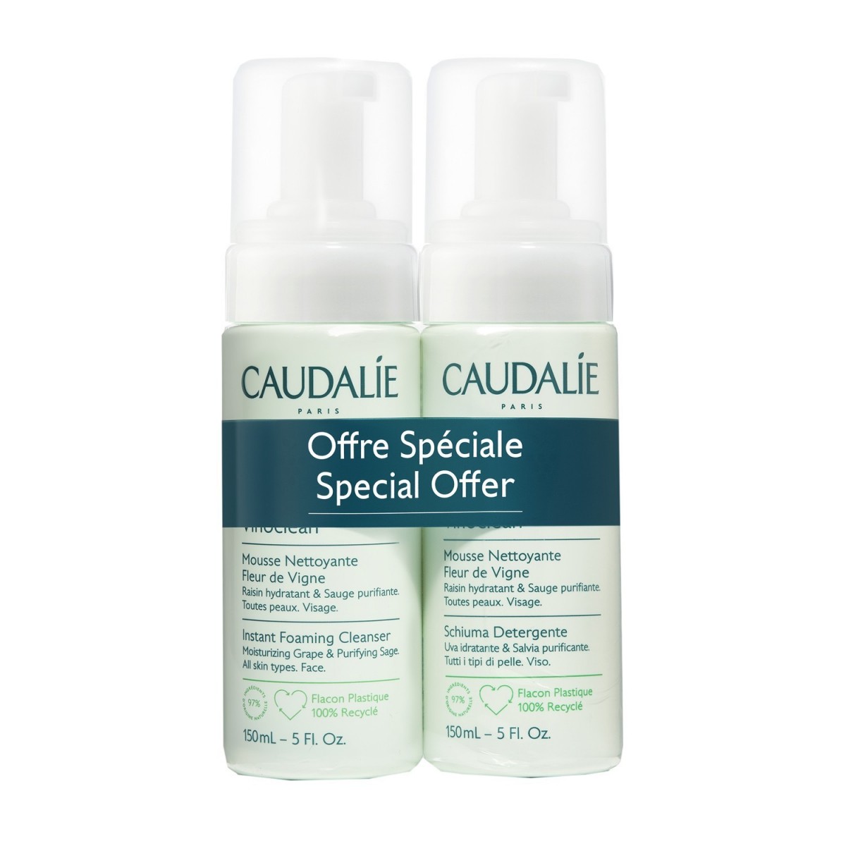 DUPLO ESPUMA VINOCLEAN CAUDALIE