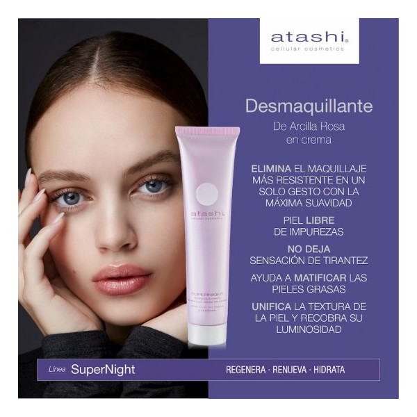 ATASHI CELLULAR COSMETICS SUPERNIGHT DESMAQUILLANTE DE ARCILLA ROSA EN CREMA 1 ENVASE 75 ML