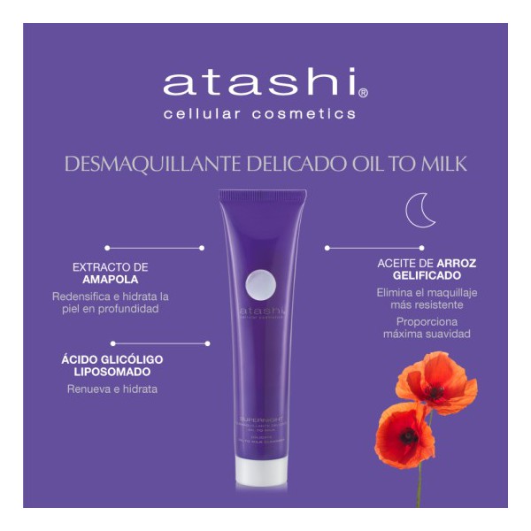 ATASHI CELLULAR COSMETICS SUPERNIGHT DESMAQUILLANTE DELICADO OIL TO MILK 1 ENVASE 75 ML