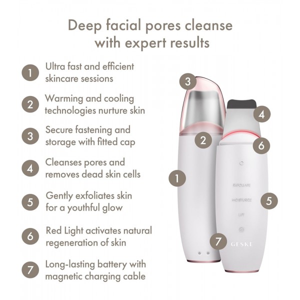 MICROCURRENT SKIN SCRUBBER & BLACKHEAD REMOVER 9 IN 1 WHITE  ROSE GOLD GESKE