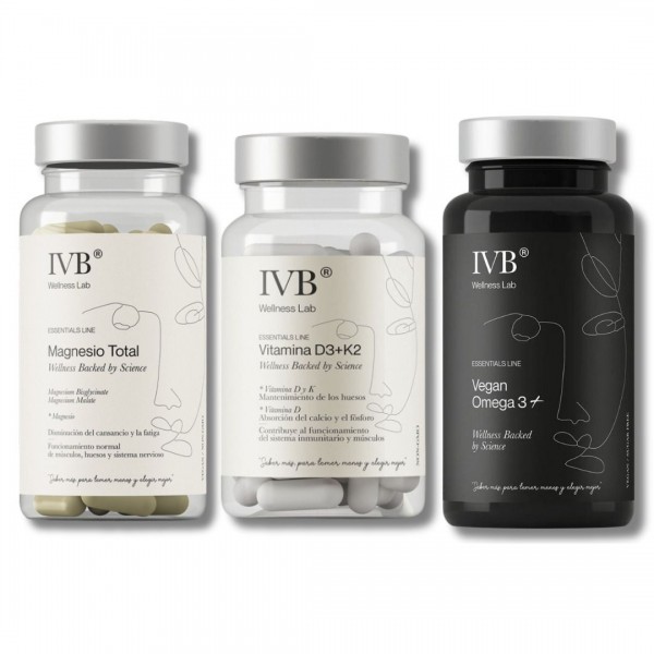 PACK IVB ESENCIALES: MAGNESIO TOTAL 60 CÁPSULAS + VEGAN OMEGA 3+ 60 CÁPSULAS + VITAMINA D3+K2 6