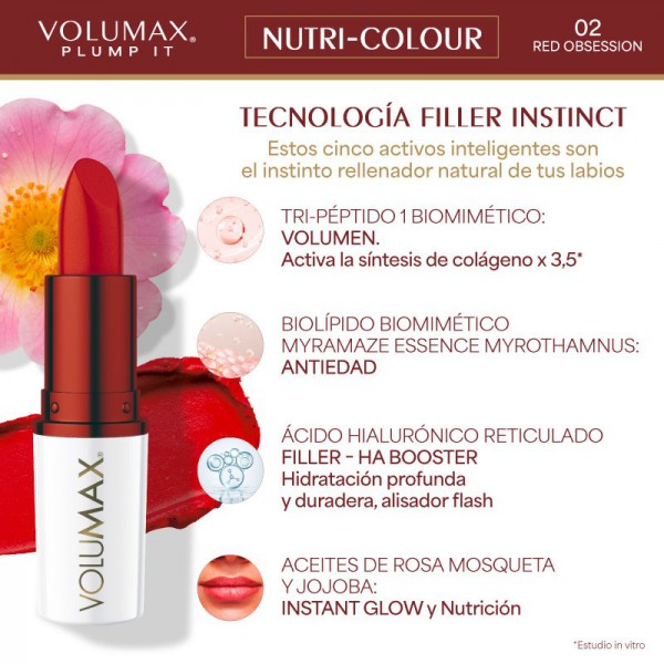 VOLUMAX PLUMP IT NUTRI-COLOUR 1 STICK 4 G TONO 02 RED OBSESSION