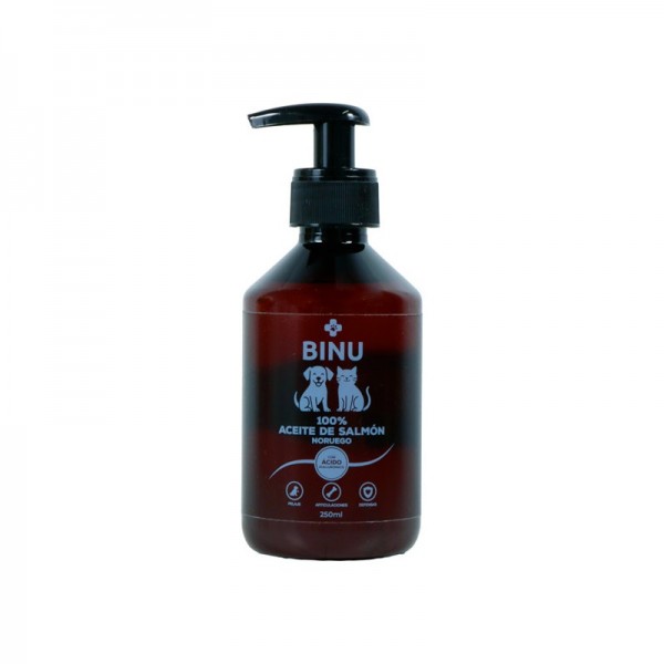 BINU 100% ACEITE DE SALMON NORUEGO 250 ML PERROS Y GATOS